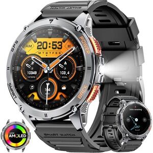 Rugged Smart Watch with GPS 1.43 AMOLED 530mAh Battery Bluetooth Call Flashlight
